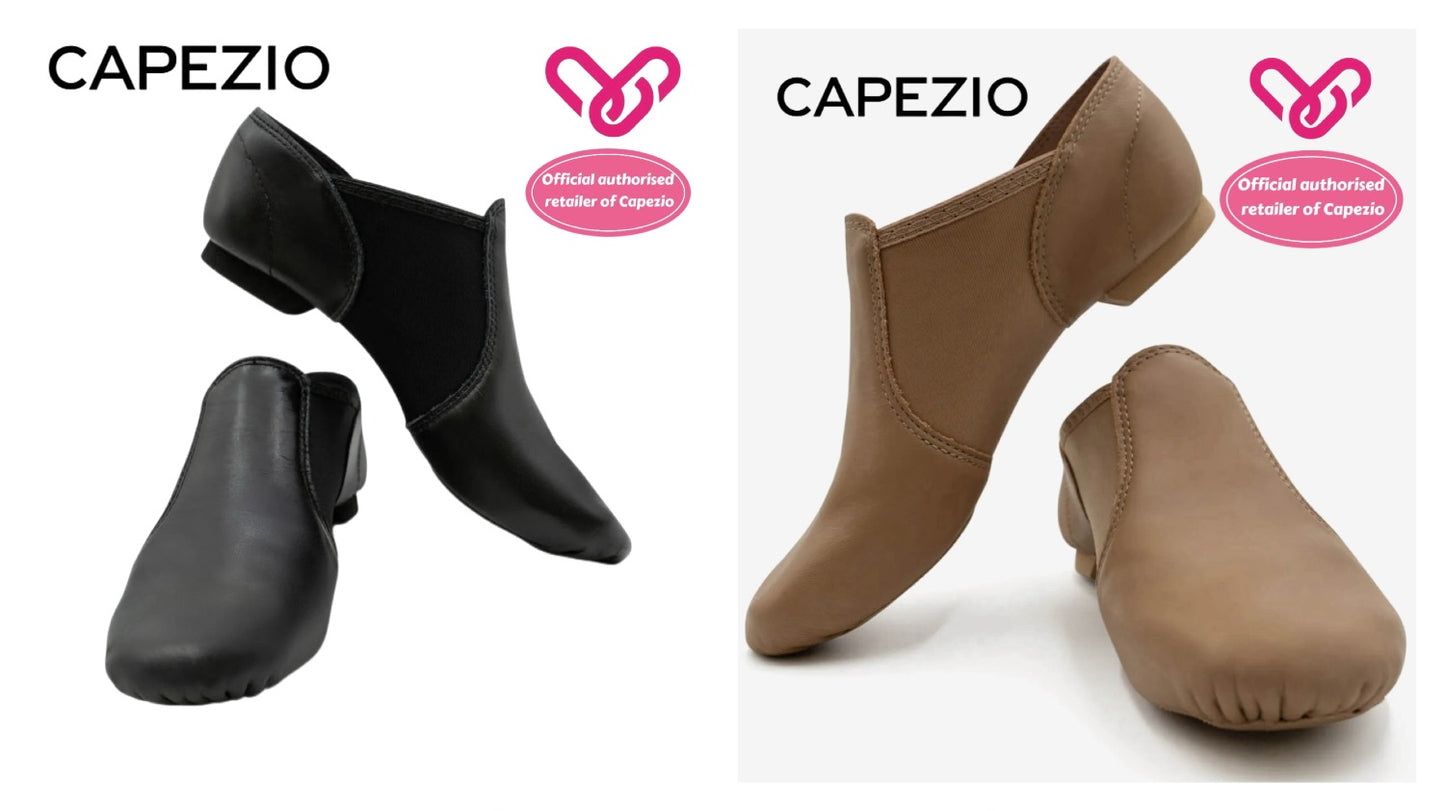 Capezio E-SERIES JAZZ SLIP ON (Caramel and Black)