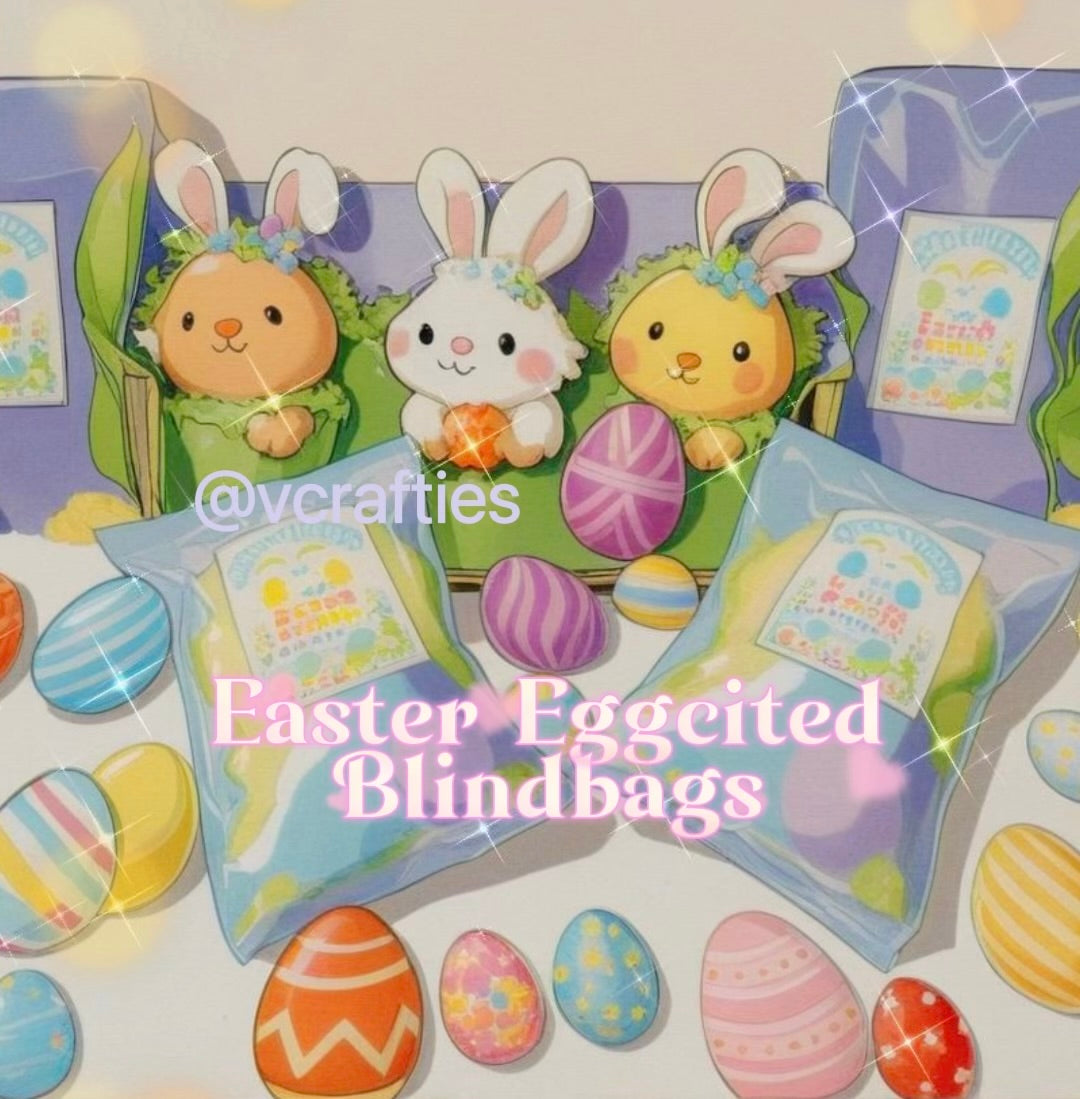 VCrafties Easter Egg-cited blindbags (each blind bag comes with a bunny keychain , 4 handmade egg crafts and 3 stickers)