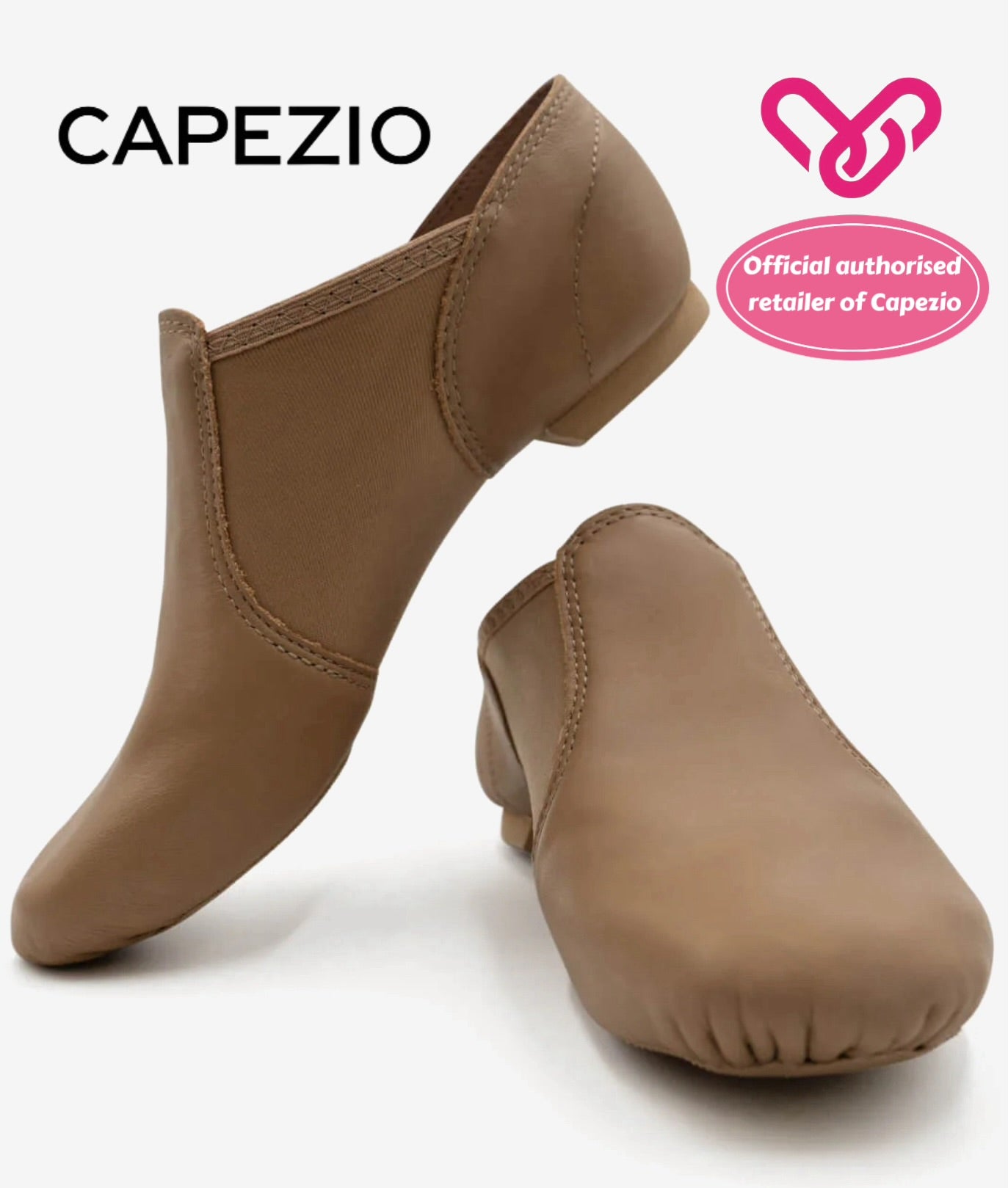 Capezio E-SERIES JAZZ SLIP ON (Caramel and Black)